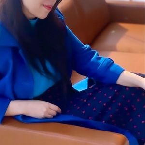 Navy Skirt with Hearts